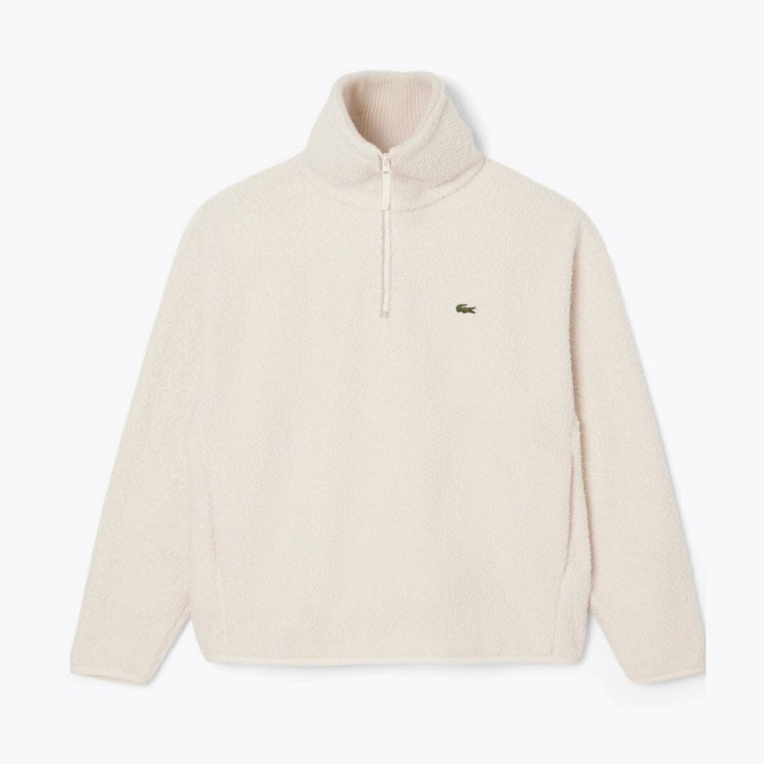 Lacoste High Zipped Neck Polar Fleece Sweatshirt LS White S