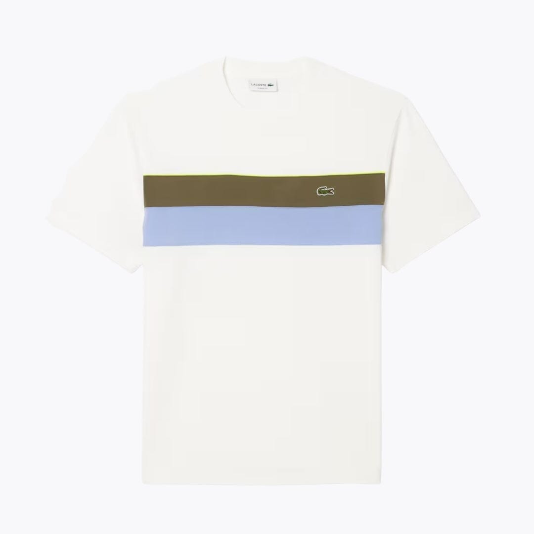 Lacoste Jersey Colour-Block T-Shirt LS White / Khaki Green / Purple S