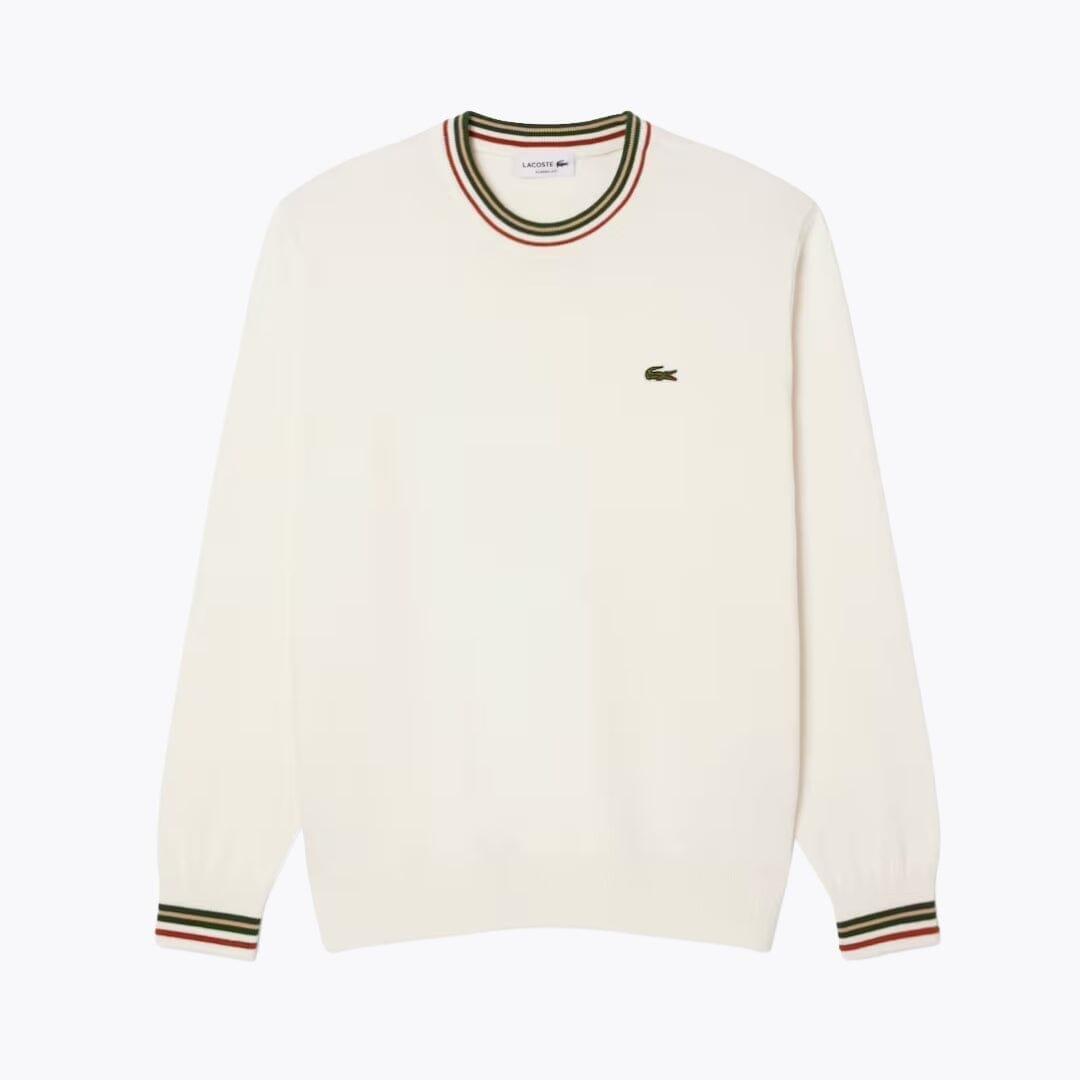 Lacoste Striped Cotton Jersey Sweater LS White / Green S