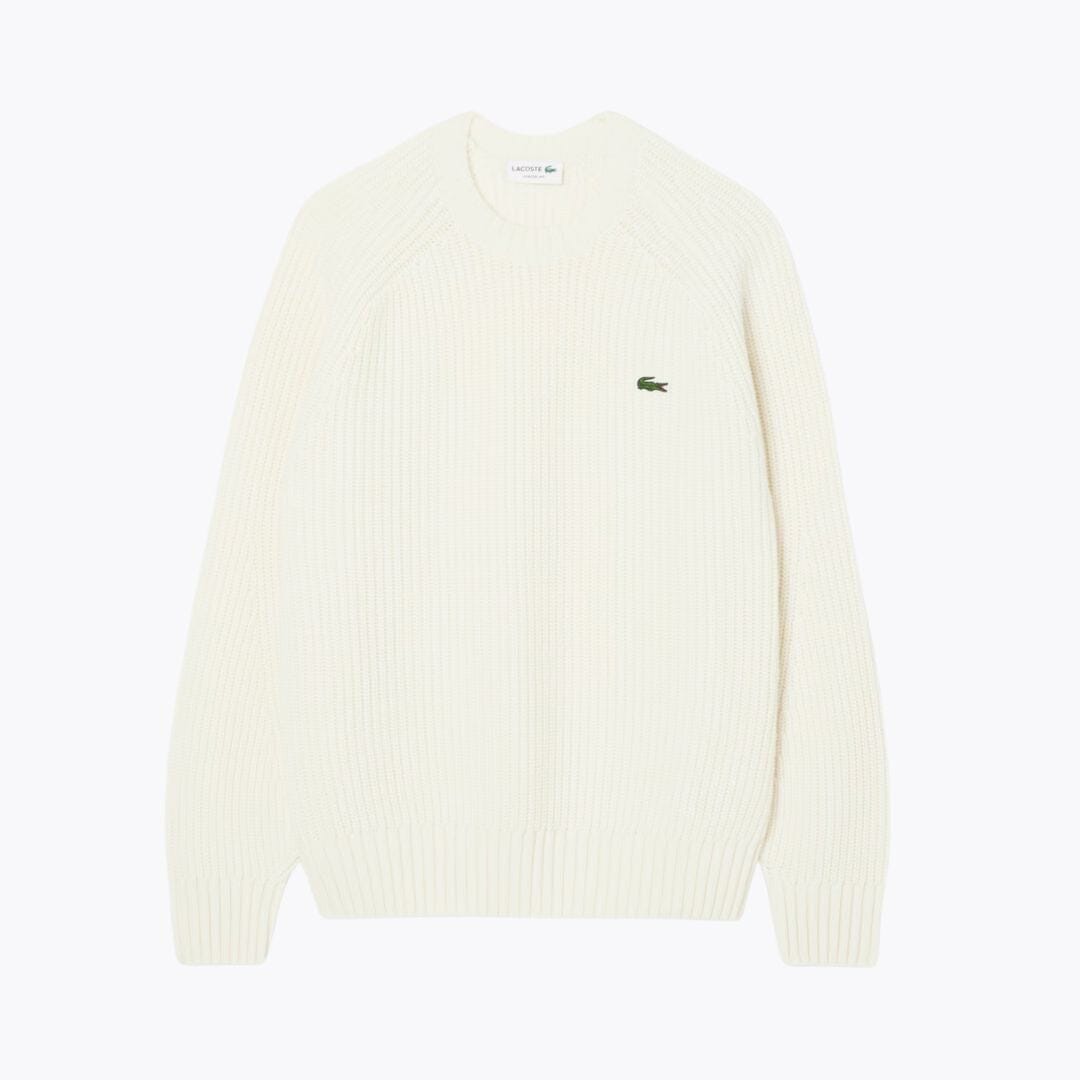 Lacoste Thick Carded Wool Crew Neck Sweater LS White S