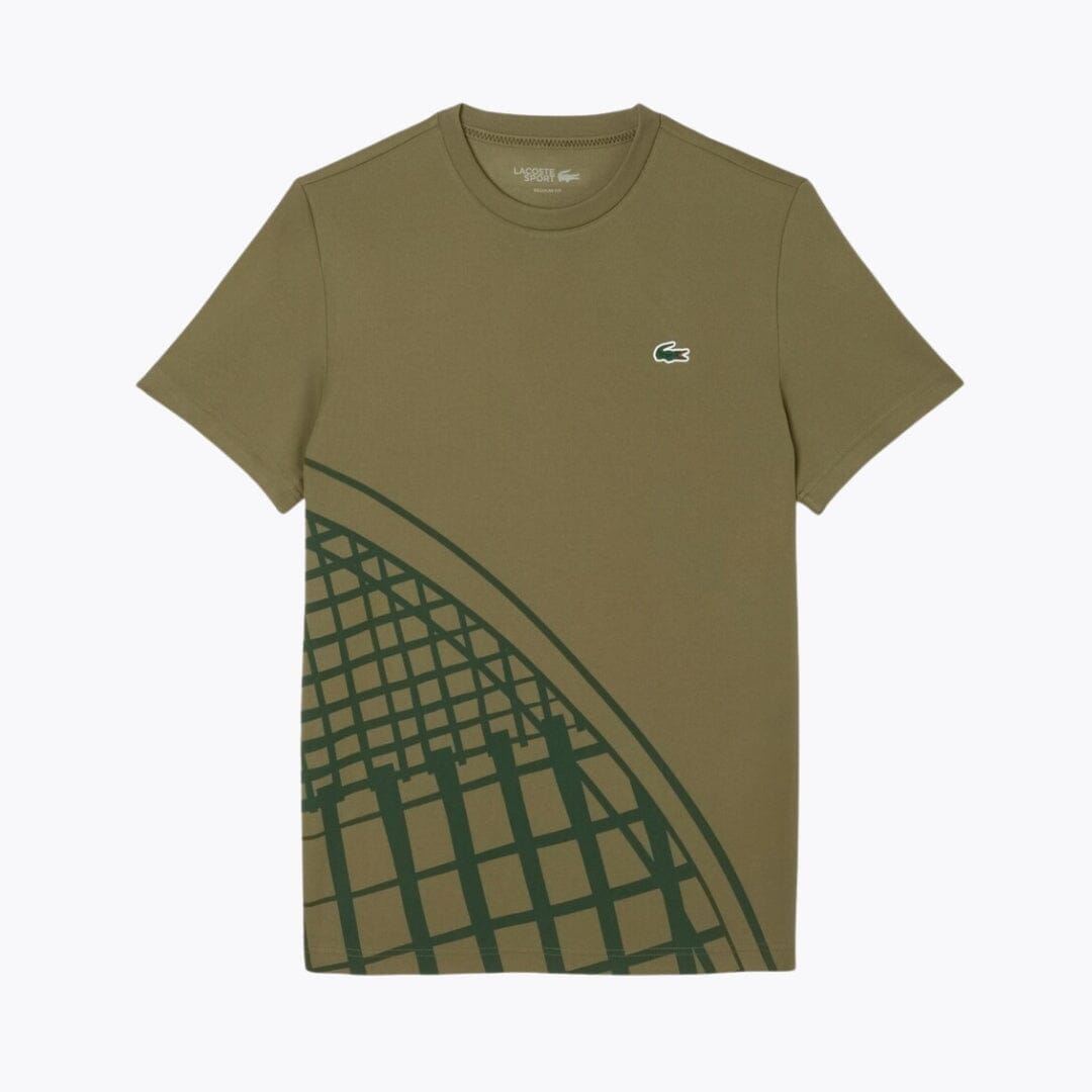 Lacoste Ultra Dry Printed Tennis T-shirt LS Khaki Green S
