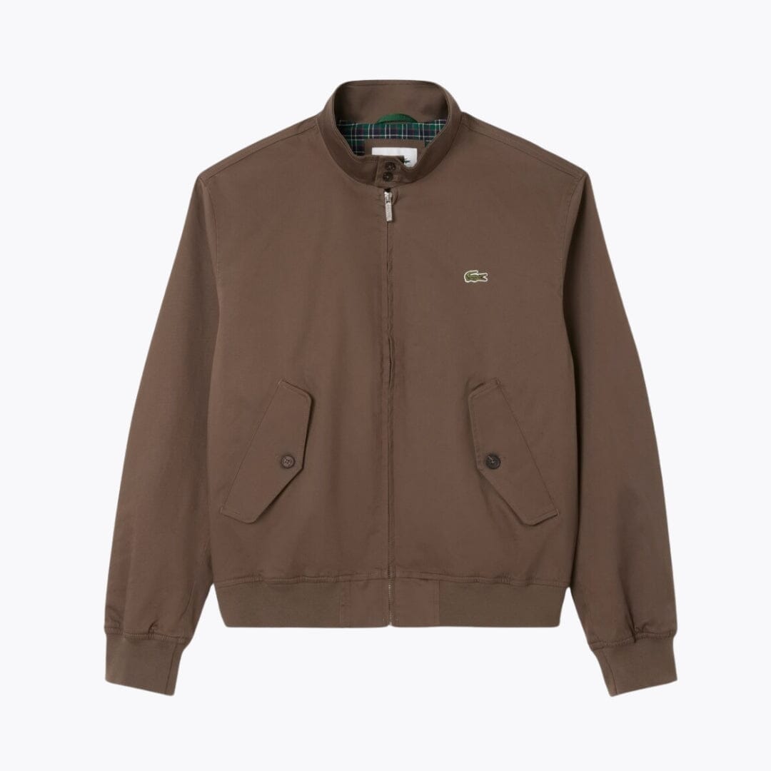 Lacoste Water-Repellent Twill Harrington Jacket LS Brown S