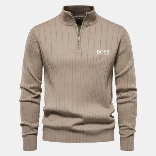 Hugo Boss Zip Classic Knit Sweater LS Beige S