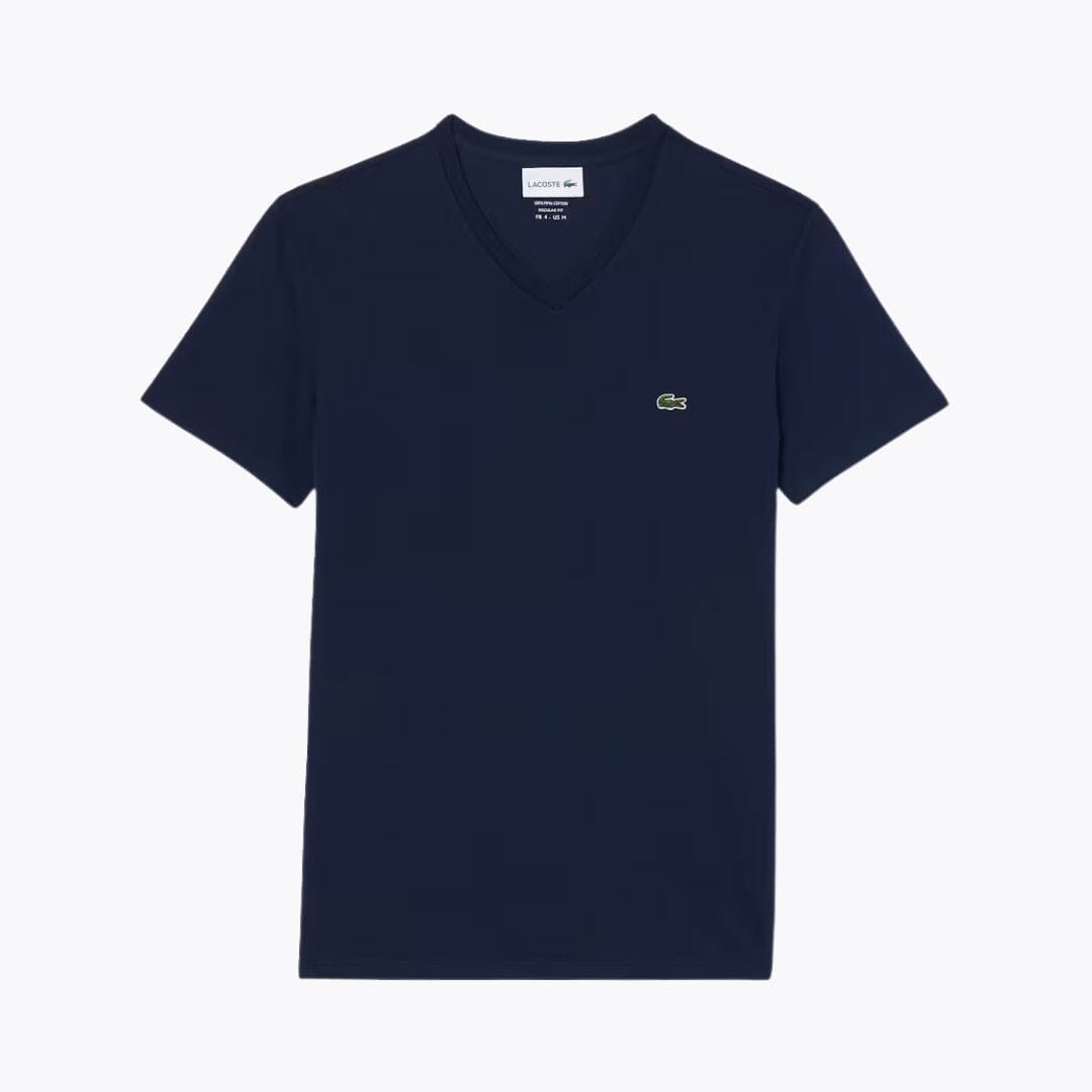 Lacoste Lightweight Cotton Pima V Neck T-shirt LS Midnight Blue S