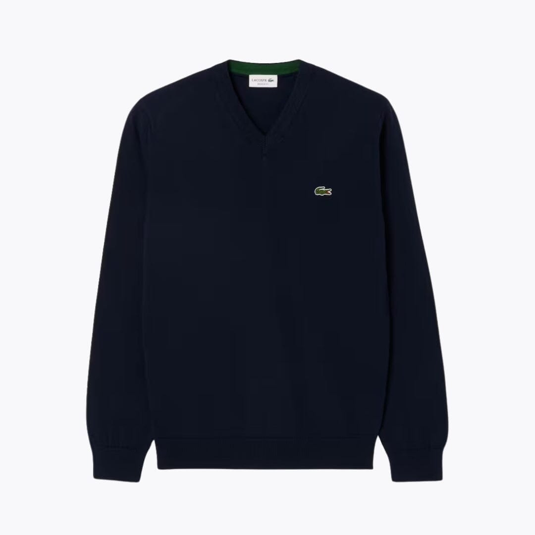 Lacoste Monochrome Cotton V-Neck Sweater LS Midnight Blue S