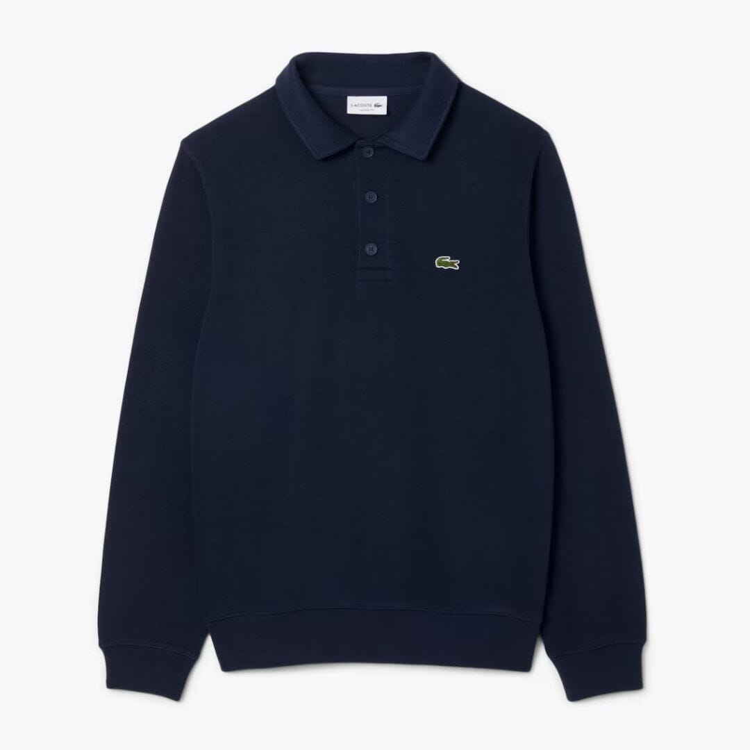 Lacoste Ribbed Cotton Polo Collar Sweatshirt LS Blue S