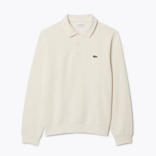 Lacoste Ribbed Cotton Polo Collar Sweatshirt LS White S