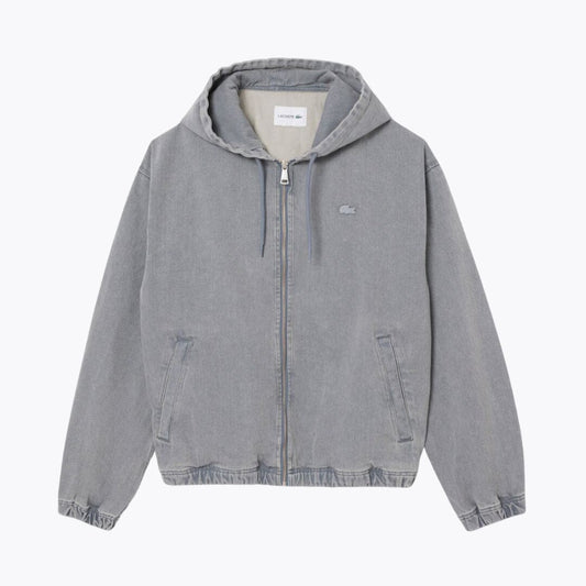Lacoste Washed Effect Denim Hooded Jacket LS Blue S