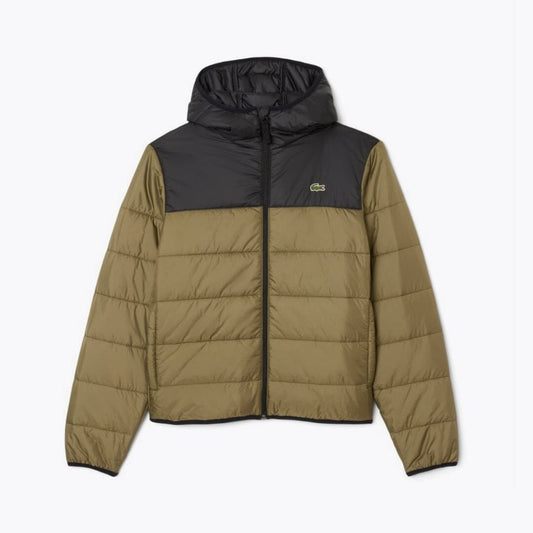 Lacoste Water-Repellent Quilted Puffed Jacket LS Khaki Green S