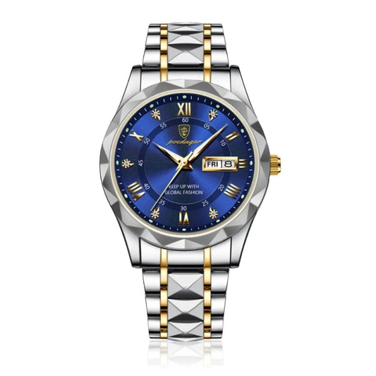 Poedagar Luminous Steel Watch 40 Mm – Waterproof | Transfer Steel LS Blue