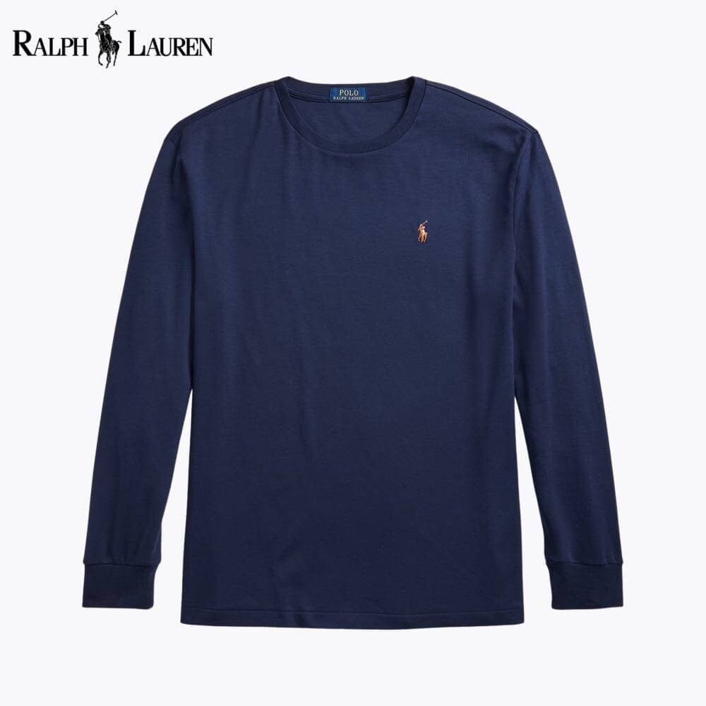 Ralph Lauren Classic Fit Soft Cotton Crewneck T-Shirt LS Blue Navy S