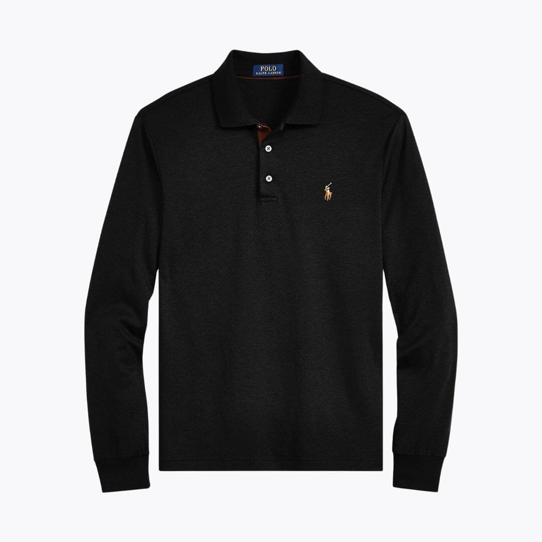 Ralph Lauren Classic Fit Soft Cotton Polo Shirt LS Polo Black S