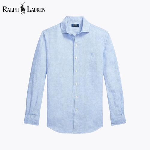 Ralph Lauren Custom Fit Linen Shirt LS Blue White S