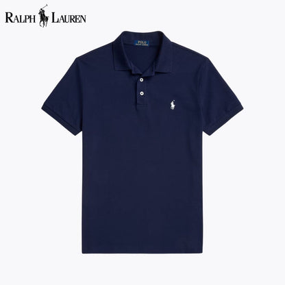 Ralph Lauren Custom Slim Fit Stretch Mesh Polo Shirt LS Blue Navy S