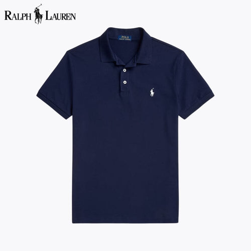 Ralph Lauren Custom Slim Fit Stretch Mesh Polo Shirt LS Blue Navy S
