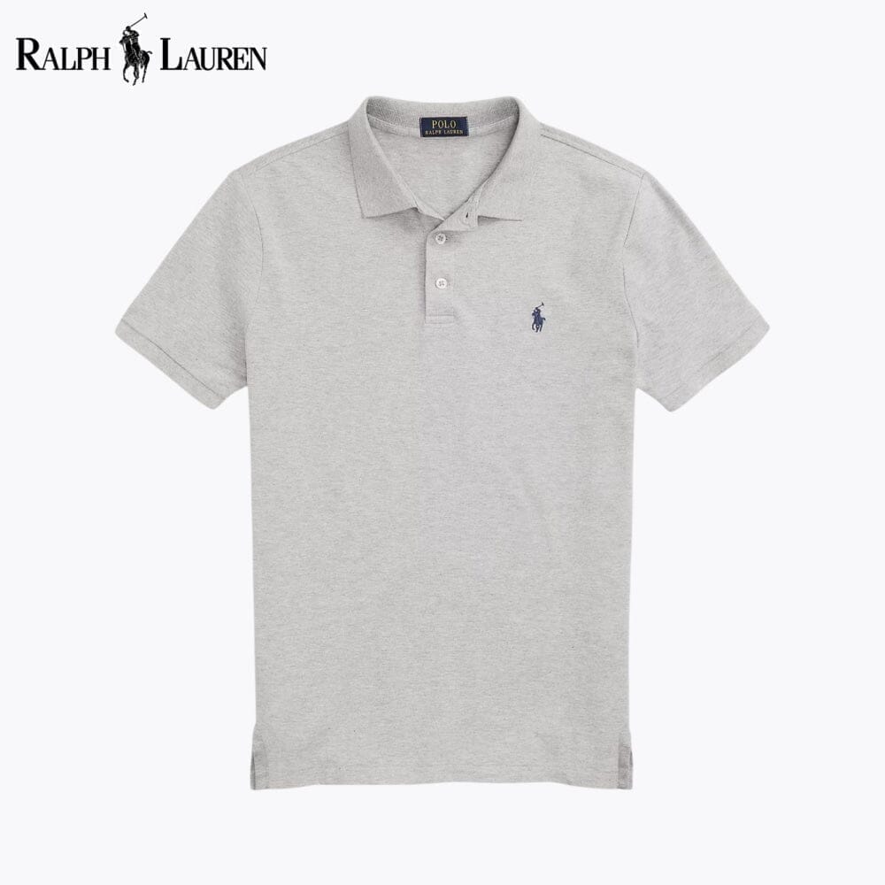 Ralph Lauren Custom Slim Fit Stretch Mesh Polo Shirt LS Gray S