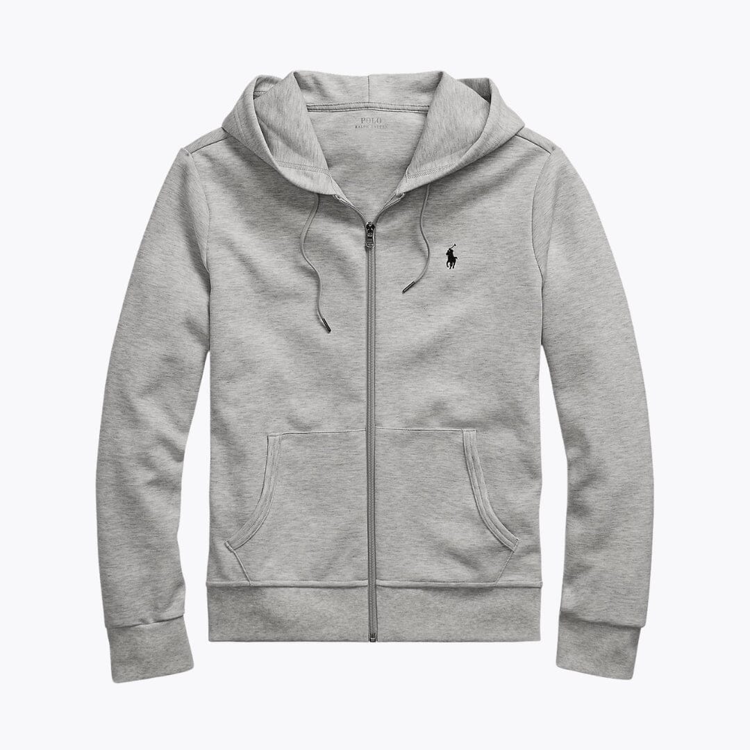 Ralph Lauren Double-Knit Full-Zip Hoodie LS Light Sport Heather S