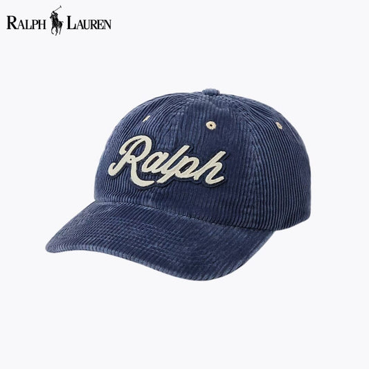 Ralph Lauren Logo Corduroy Ball Cap LS Boston Navy